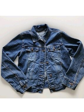 90s Bill Blass Women’s Small Blue Denim Fitted Jean Jacket Classic Button Front